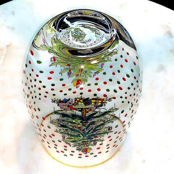 SPODE CHRISTMAS TREE STEMLESS WINE GLASSES SET OF 4 NIB 18 oz - Picture 5 of 8